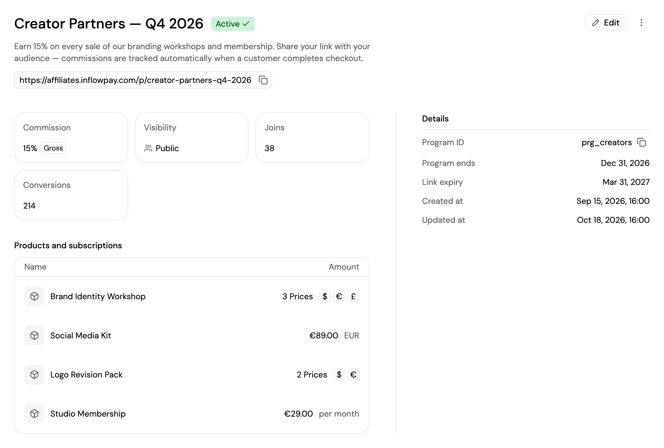 A program's page
