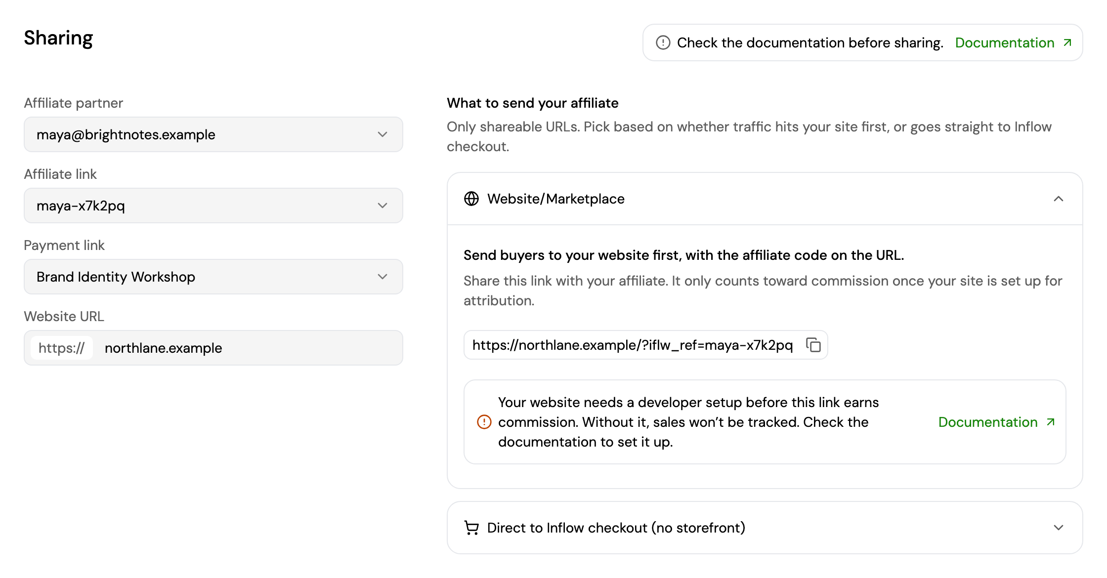 The Sharing page