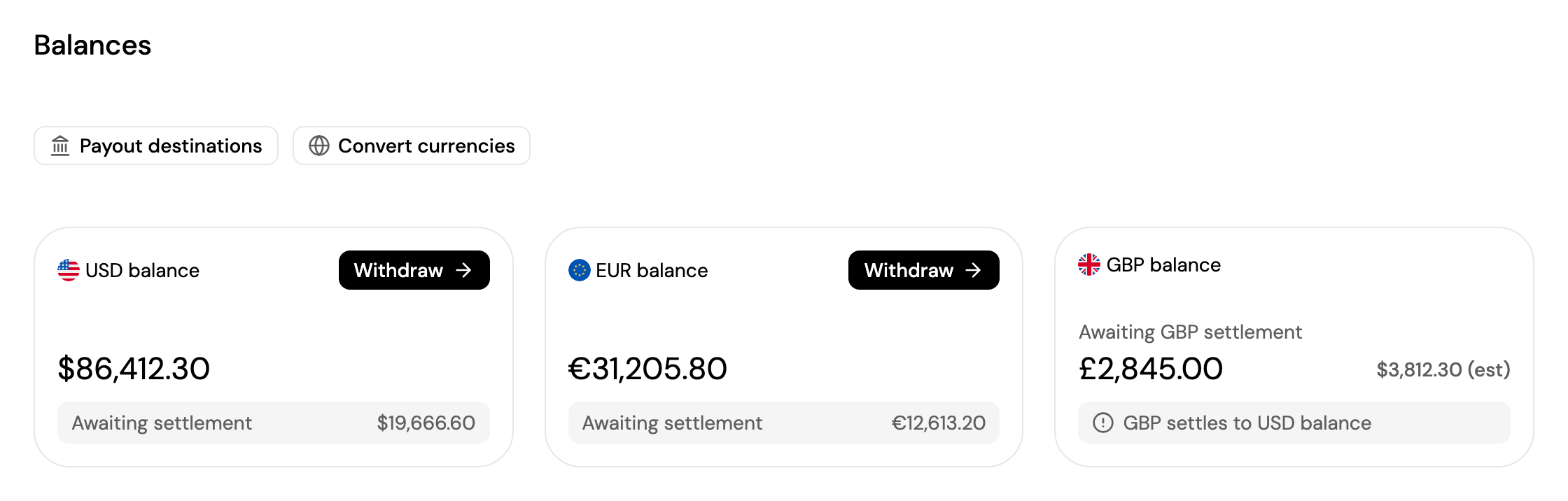 Your balances