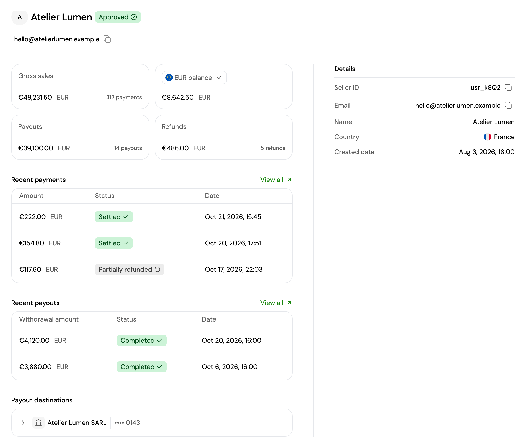 A seller's page