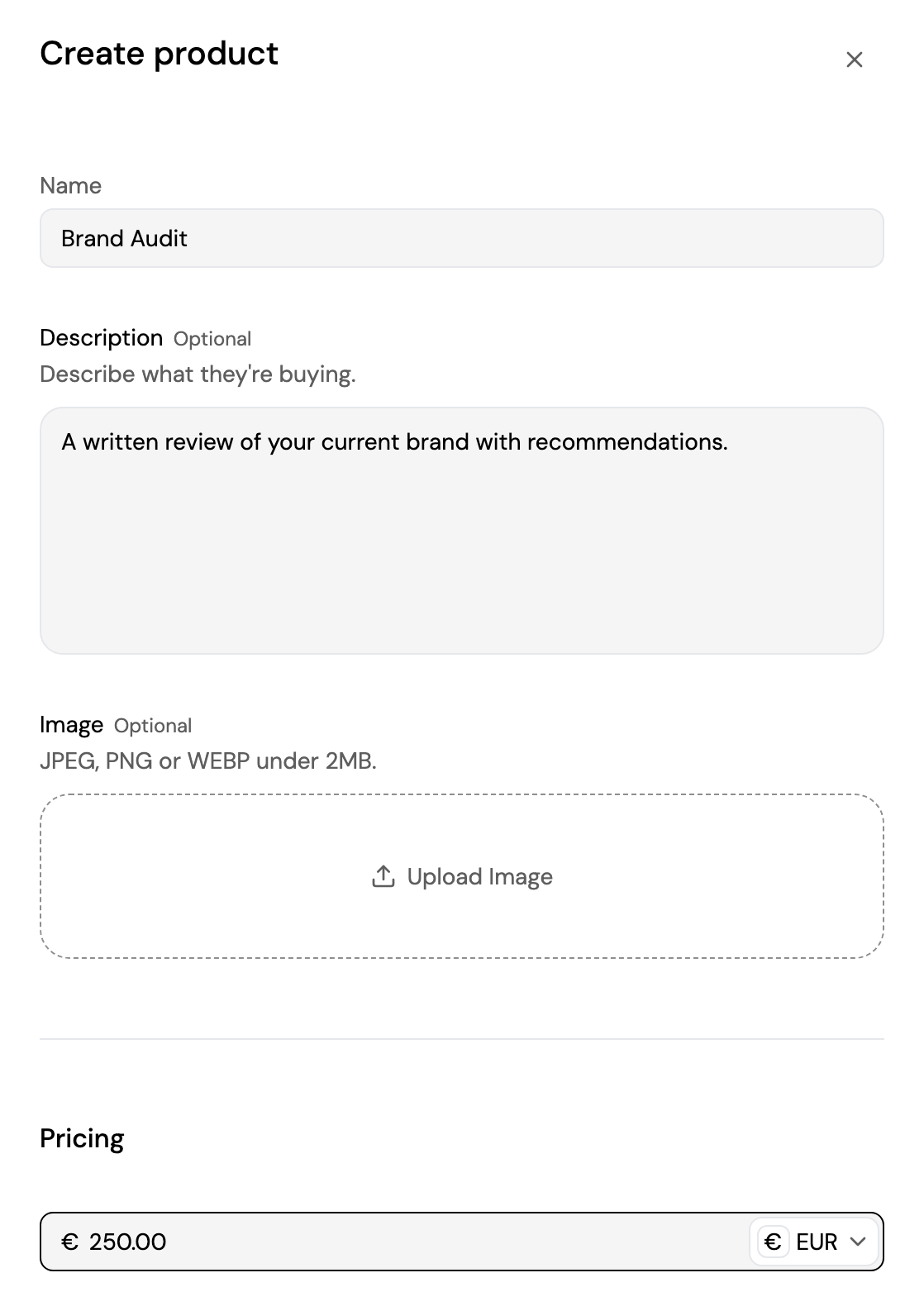 Create product