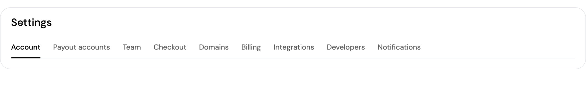 The Settings tabs