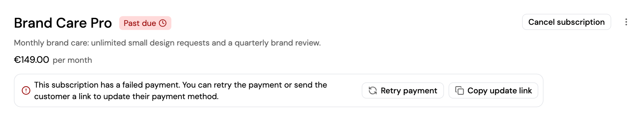 A past-due subscription