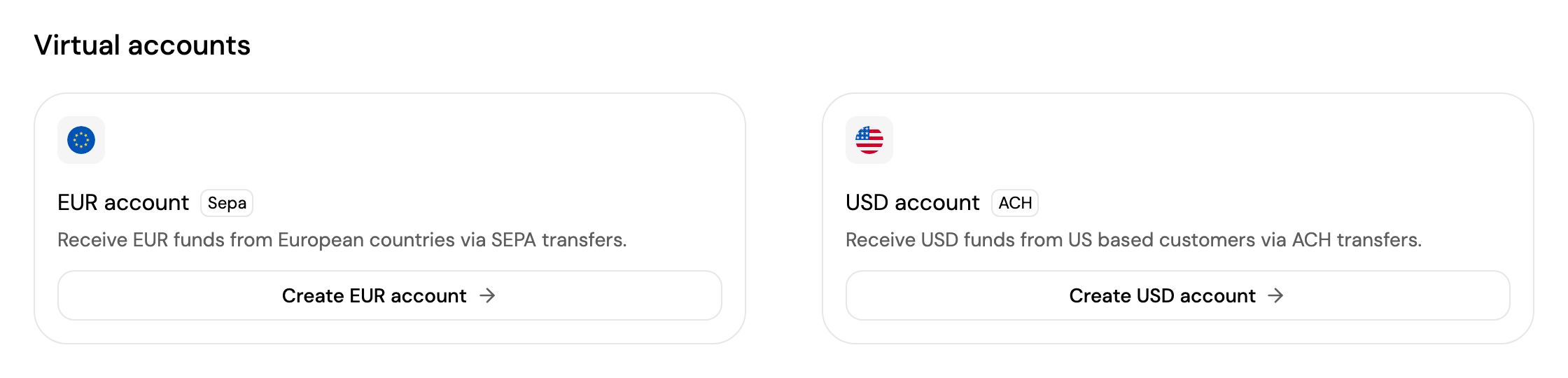 The EUR and USD accounts before they're created